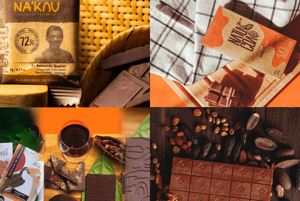 foto de quatro marcas de chocolate brasileiras de pequenos produtores