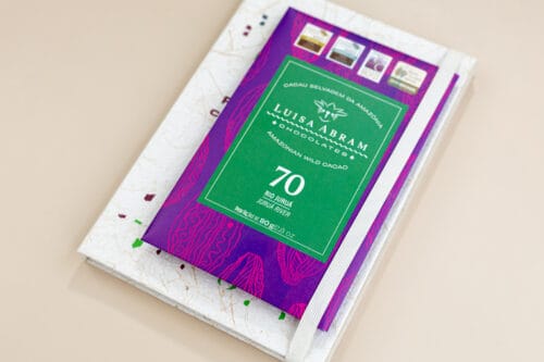 brinde sustentável com moleskine e chocolate meio amargo