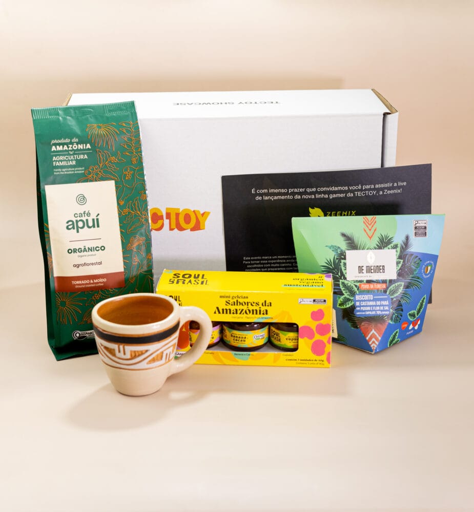 press kit sustentável com produtos da Amazônia Tectoy