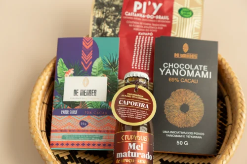 kit indígenas II - mel de abelhas nativas, castanha do Brasil, chocolate Paiter Suruí, chocolate Yanomami, balaio Baniwa - Imagem 2